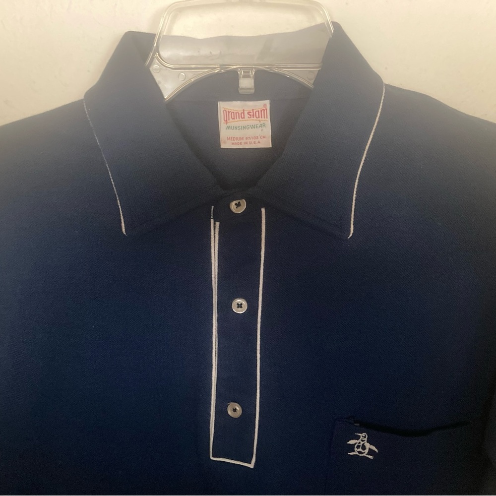 Vintage 60s Penguin Polo Shirt Munsingwear Grand Slam Medium U.S.A.